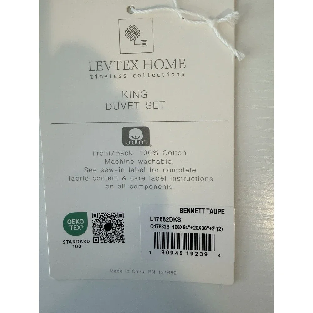 Duvet King Size Bennett Taupe Set Levtex Home New
